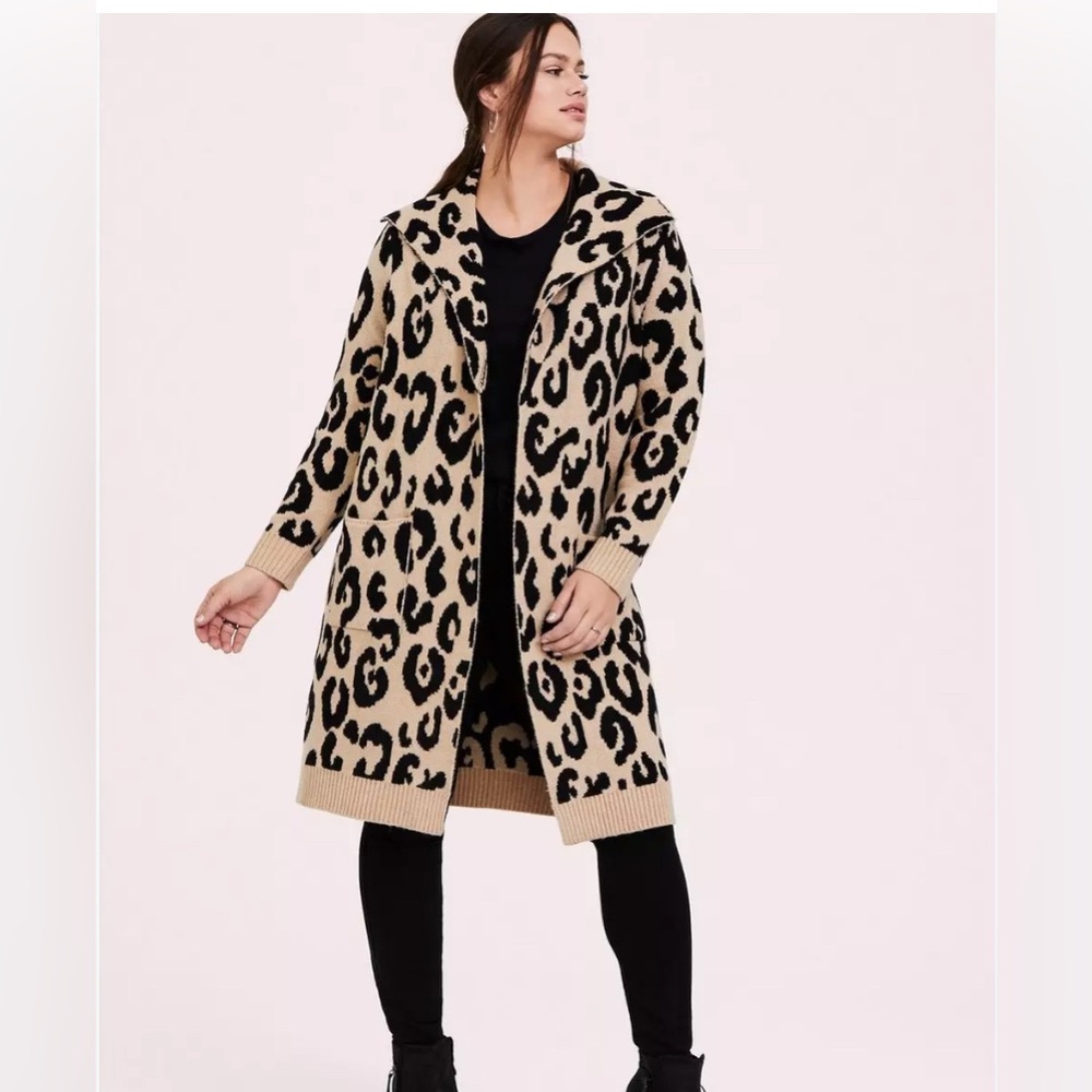 Torrid Leopard Long Cardigan Sweater Size 00